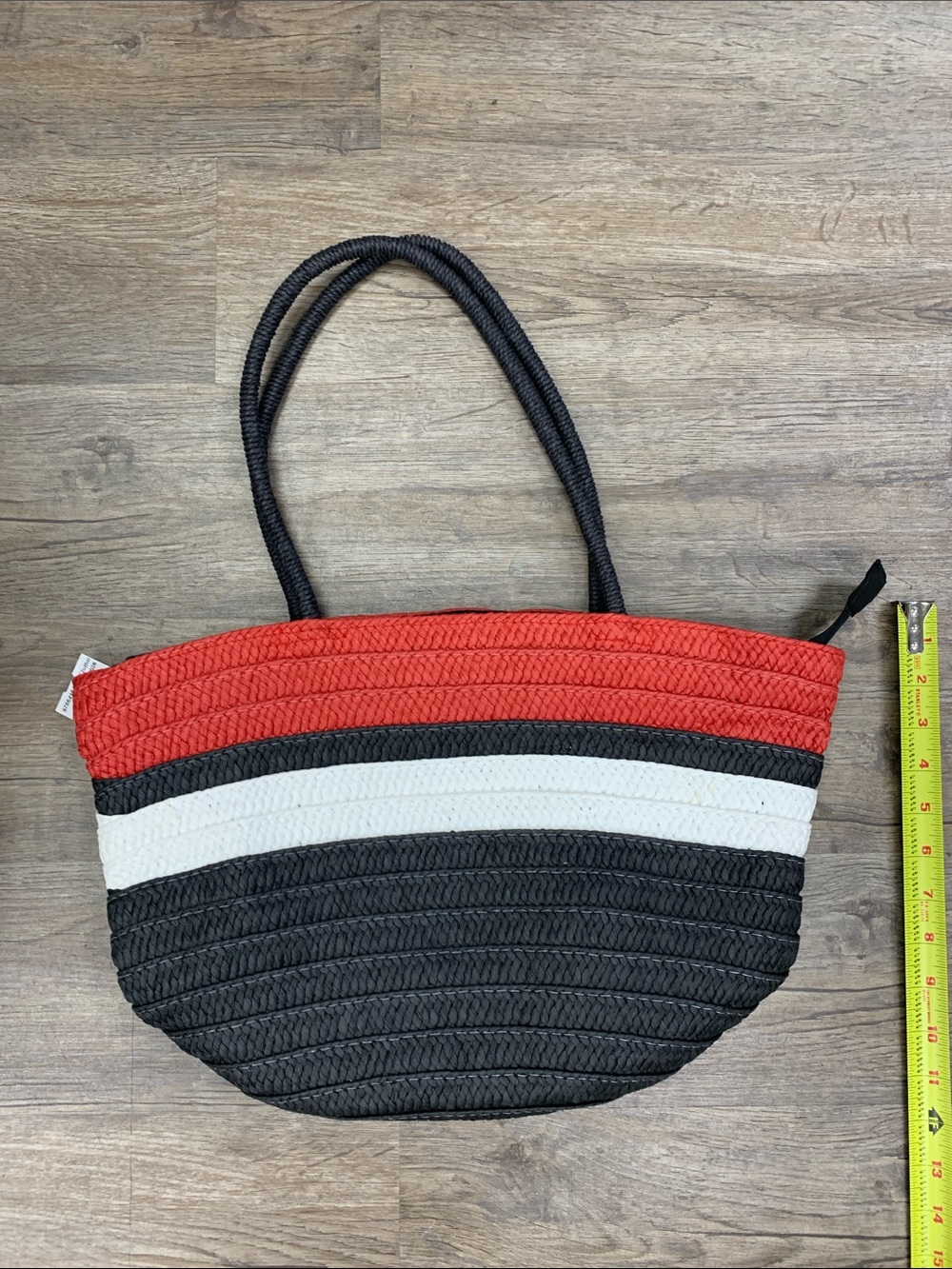 Striped Rope Tote Bag in Red, White & Black